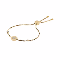 Michael Kors Stainless Steel and Pav? Crystal Chain Bracelet for Women Color: Gold (Model: MKJ5043710)
