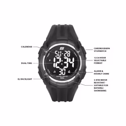 Skechers Men's El Porto Digital Chronograph Watch  Color: Black (Model: SR1008)