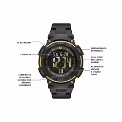 Skechers Men's Ruhland Digital Chronograph Watch  Color: Black/Gold (Model: SR1019)