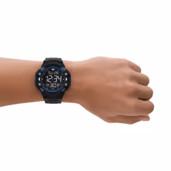 Skechers Men's Keats Digital Chronograph Watch  Color: Black/Blue (Model: SR1035)