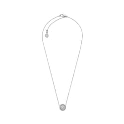 Michael Kors Stainless Steel and Pav? Crystal Pendant Necklace for Women  Color: Silver (Model: MKJ5341040)