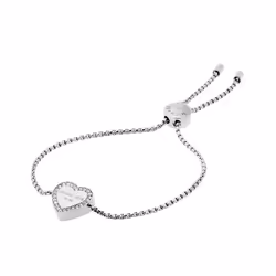 Michael Kors Stainless Steel and Pav? Crystal Heart Chain Bracelet for Women  Color: Silver (Model: MKJ5390040)
