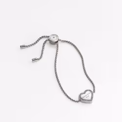 Michael Kors Stainless Steel and Pav? Crystal Heart Chain Bracelet for Women  Color: Silver (Model: MKJ5390040)