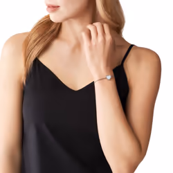 Michael Kors Stainless Steel and Pav? Crystal Heart Chain Bracelet for Women  Color: Silver (Model: MKJ5390040)