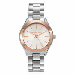 Michael Kors Mini Slim Runway Stainless Steel Ladies WatchÂ¦Silver DialÂ¦MK3514