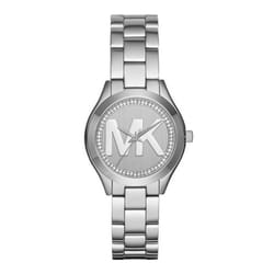 Michael Kors Ladies Womens Mini Runway Wrist Watch Silver Face Dial MK3548