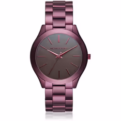New Michael Kors MK3551 Plum Tone Slim Runway Black Dial Ladies Wrist Watch