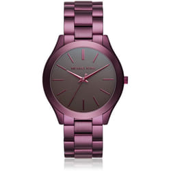New Michael Kors MK3551 Plum Tone Slim Runway Black Dial Ladies Wrist Watch