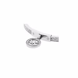 Michael Kors Stainless Steel and Pav? Crystal MK Logo Bangle Bracelet for Women  Color: Silver (Model: MKJ5977040)