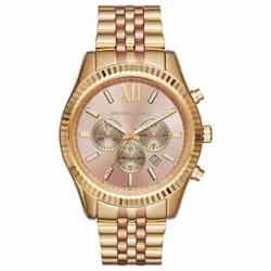 Michael Kors Lexington Rose Gold Dial Ladies WatchÃChronographÃGold StrapÃMK6473