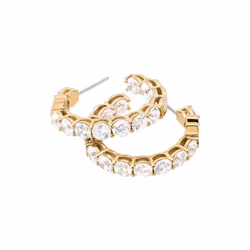 Michael Kors Brass And Cubic Zirconia Hoop Earrings for Women  Color: Gold (Model: MKJ7310710)