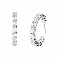 Michael Kors Brass and Cubic Zirconia Hoop Earrings for Women  Color: Silver (Model: MKJ7311040)