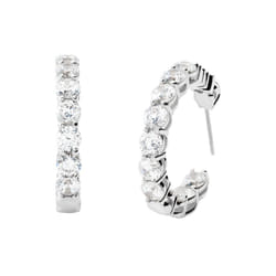 Michael Kors Brass and Cubic Zirconia Hoop Earrings for Women  Color: Silver (Model: MKJ7311040)