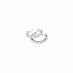 Michael Kors Brass and Cubic Zirconia Hoop Earrings for Women  Color: Silver (Model: MKJ7311040)