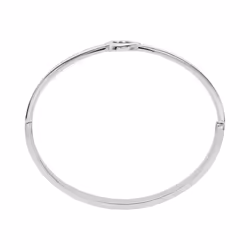 Michael Kors Brass and Pav? Crystal MK Logo Bangle Bracelet for Women  Color: Silver (Model: MKJ8003040)