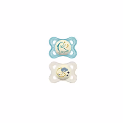 MAM Night Glow in the Dark Silicone Pacifier, Blue, 2-Count
