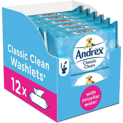 Andrex Washlets Flushable Toilet Tissue Wipes - 12 Packs (40 Wipes Per Pack, Total 480 Wipes) by Andrex