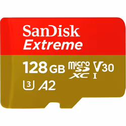 SanDisk Extreme 128 GB microSDXC Memory Card + SD Adapter with A2 App Performance + Rescue Pro Deluxe, Up to 160 MB/s, Class ...