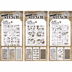 Tim Holtz - Nine Mini Layering Stencils - Industrial Gears Plus Clo