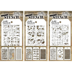 Tim Holtz - Nine Mini Layering Stencils - Industrial  Gears  Plus  Clo
