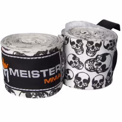 Meister Adult 180 Semi-Elastic Hand Wraps for MMA & Boxing Pair - Death Skulls