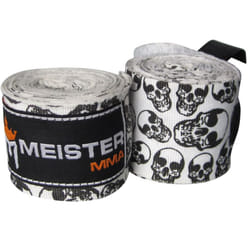 Meister Adult 180 Semi-Elastic Hand Wraps for MMA & Boxing Pair - Death Skulls