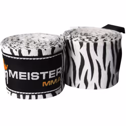 Meister Adult 180 Semi-Elastic Hand Wraps for MMA & Boxing Pair - Zebra Stripes