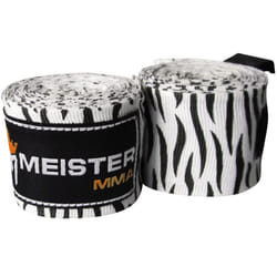 Meister Adult 180 Semi-Elastic Hand Wraps for MMA & Boxing Pair - Zebra Stripes