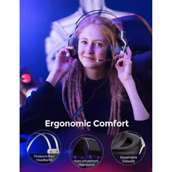 Mpow PS4 Headset Xbox One - EG3 Pro Gaming Headset Stereo Surround Sound with Noise Cancellation Mic & In-Line Control, Over-Ear Gaming Headphones