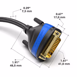 Dual Link DVI cable â with ferrite core for interference-free signal transmission â 0.5m (digital DVI-D/24+1 monitor cable, DVI to DVI, up to 2560