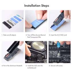 ineo M.2 heatsink 2280 SSD with Thermal Silicone pad for PC / PS5 M.2