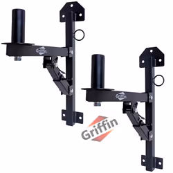 Griffin PA Speakers Fixed Wall Mounting Stands Premium Set of 2 All Steel Pro-Audio Speaker Pole Stand | Securing Locking Pin ...