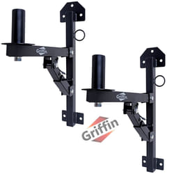 Griffin PA Speakers Fixed Wall Mounting Stands Premium Set of 2 All Steel Pro-Audio Speaker Pole Stand | Securing Locking Pin & Horizontal Level Tilt