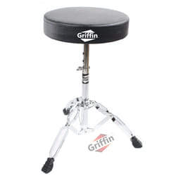 Griffin Drum Throne Stand Padded Drummers Seat  Comfortable Drum Set Percussion Chair for Adults  Professional Musicians Guitar Stool Double Braced Ha