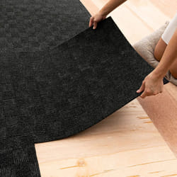 Mohawk Home 24"""" x 24"""" Indoor/Outdoor 0.25"""" Pile Height  Peel and Stick Carpet Tile  Black Polyester  (15 Tiles) (60 sqft/Box)
