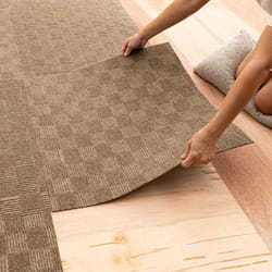 Mohawk Home 24"""" x 24"""" Indoor/Outdoor 0.25"""" Pile Height  Peel and Stick Carpet Tile  Brown Polyester  (15 Tiles) (60 sqft/Box)