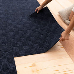 Mohawk Home 24"""" x 24"""" Indoor/Outdoor 0.25"""" Pile Height  Peel and Stick Carpet Tile  Blue Polyester  (15 Tiles) (60 sqft/Box)