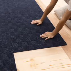 Mohawk Home 24"""" x 24"""" Indoor/Outdoor 0.25"""" Pile Height  Peel and Stick Carpet Tile  Blue Polyester  (15 Tiles) (60 sqft/Box)