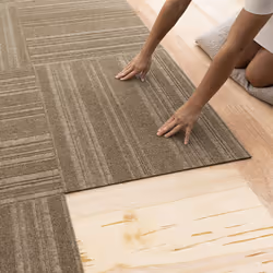 Mohawk Home 24"""" x 24"""" Indoor/Outdoor 0.25"""" Pile Height  Peel and Stick Carpet Tile  Brown Polyester  (15 Tiles) (60 sqft/Box)