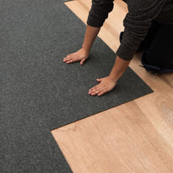 Mohawk Home 24"""" x 24"""" Indoor/Outdoor 0.25"""" Pile Height  Peel and Stick Carpet Tile  Grey Polyester  (15 Tiles) (60 sqft/Box)