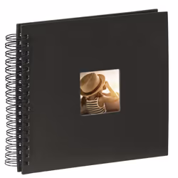 Hama Fine Art photo album, 50 black pages (25 sheets), spiral album 28 x 24 cm, with cut-out window, black