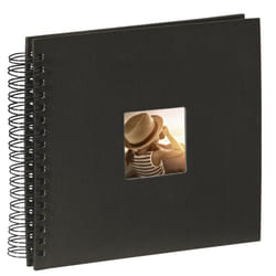 Hama Fine Art photo album, 50 black pages (25 sheets), spiral album 28 x 24 cm, with cut-out window, black