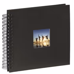 Hama Fine Art photo album, 50 black pages (25 sheets), spiral album 28 x 24 cm, with cut-out window, black