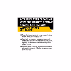 Everbuild Wonder Wipes Multi-Use Cleaning Wipes for the Building Trade | Specially Formulated to Clean Hands, Tools and Surfaces - 100 Wipes