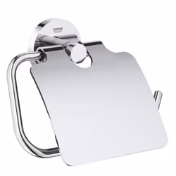 GROHE 40367001 Essentials Wall-Mounted Toilet Paper Holder with Cover, Starlight Chrome