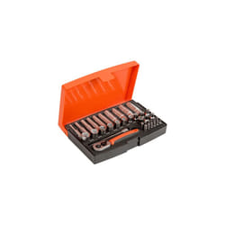 Bahco SL25L Socket & Mechanical Set, Metric ,Black/Red,1/4" Dynamic Drive, 37 Pieces
