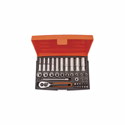 Bahco SL25L Socket & Mechanical Set, Metric ,Black/Red,1/4" Dynamic Drive, 37 Pieces