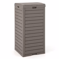 140L Outdoor Trash Can w/Drip Tray &Tiered Lid Resin Garbage Waste Bin