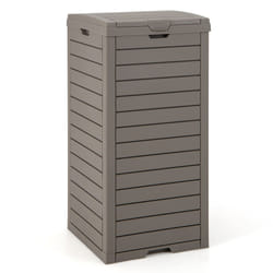 140L Outdoor Trash Can w/Drip Tray &Tiered Lid Resin Garbage Waste Bin