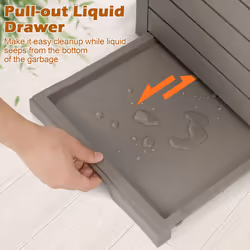 140L Outdoor Trash Can w/Drip Tray &Tiered Lid Resin Garbage Waste Bin